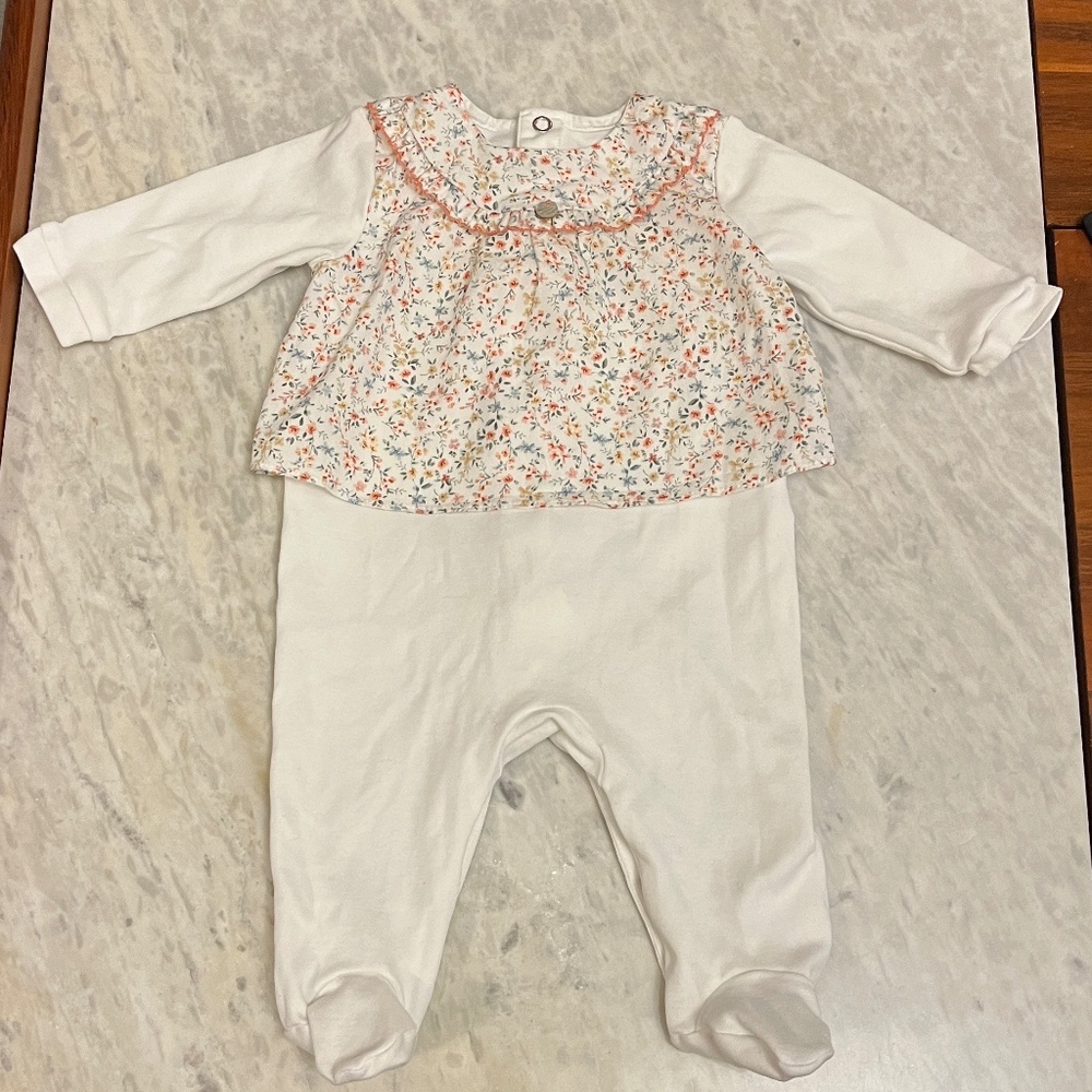 Floral Footie with matching blanket